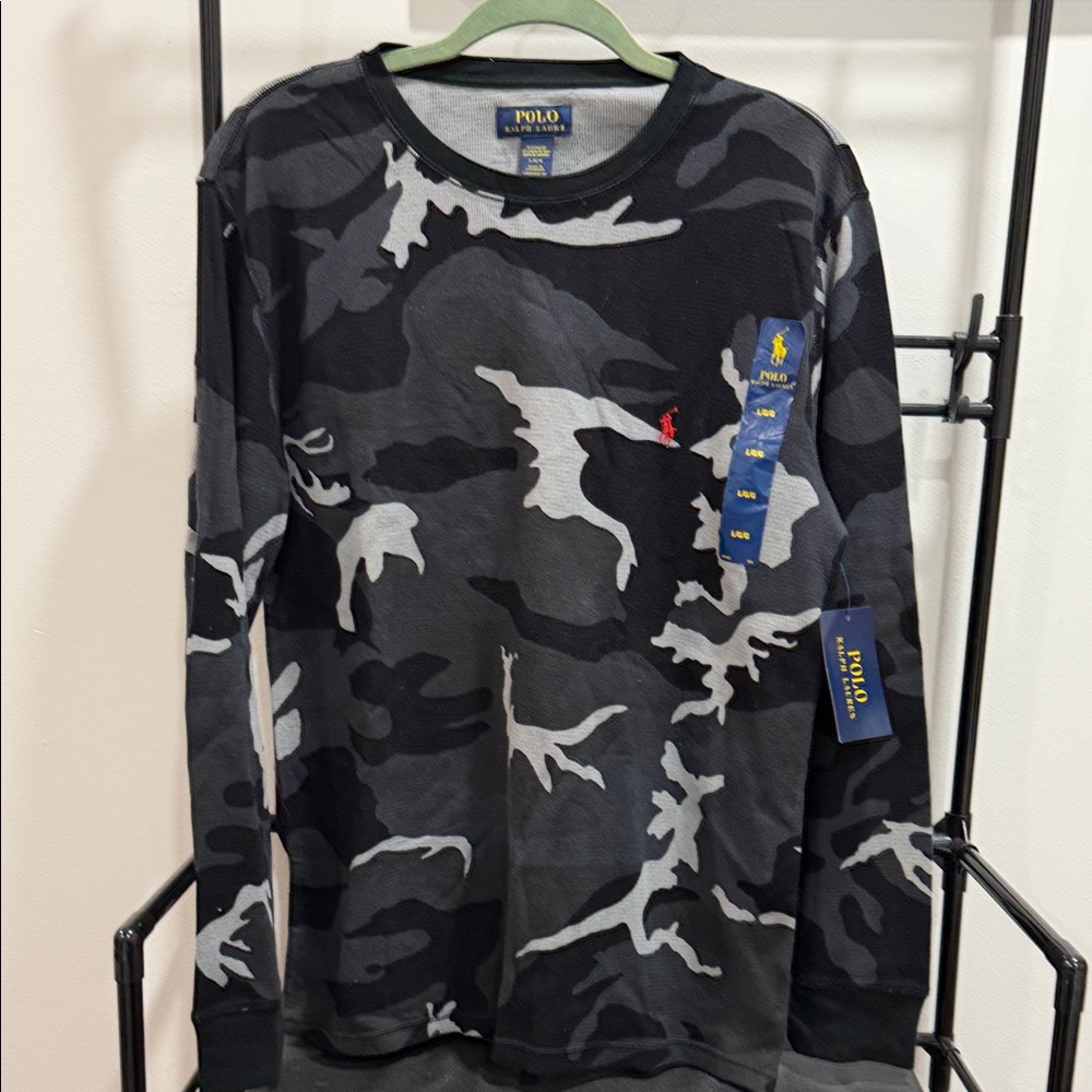 Polo by Ralph Lauren Men's Gray Camo Long Sleeve Shirt